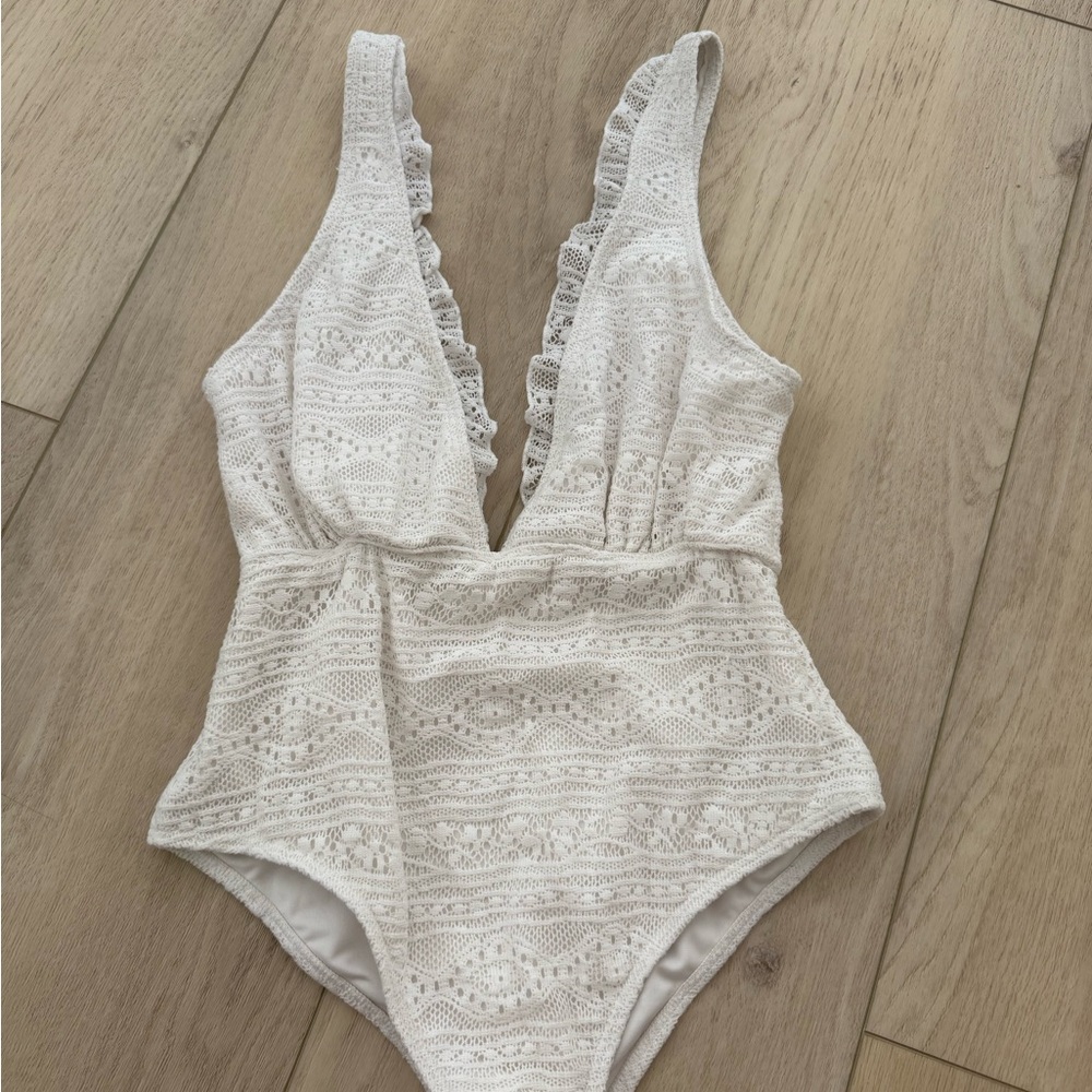 White Lace One-Piece Swimsuit